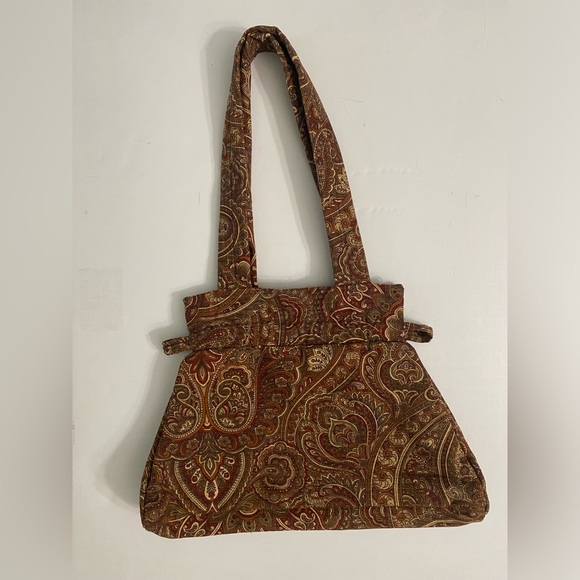 Vintage Drawstring Tapestry Handmade Bucket Shoulder bag Brown Paisley Fall - Picture 13 of 15
